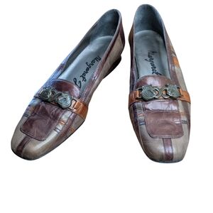 Margaret J Women's Size 6M Leather Loafers Tiger Buckles Light Academia Vintage